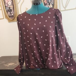 Vince Camuto Burgundy Floral Blouse